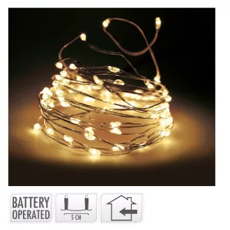   Arany drótkábeles fényfüzér 80 LED-es elemes (elem nélkül) extra meleg 395cm