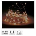 Réz drótkábeles fényfüzér 10 LED-es elemes (elemmel) extra meleg 90cm