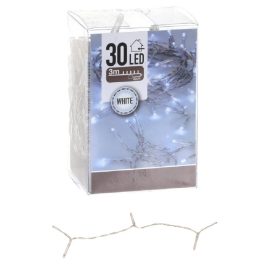   Fényfüzér 30 LED-es transparens elemes (elem nélkül) hideg 300cm