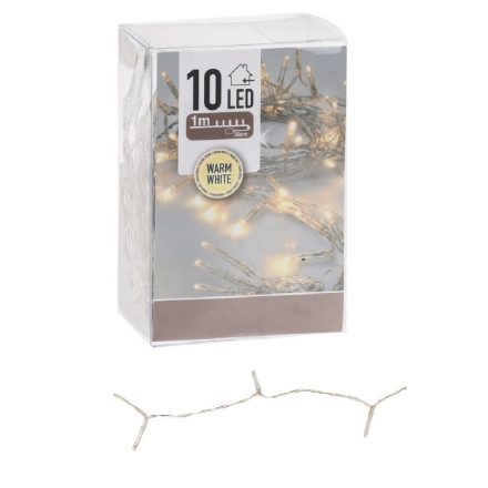 Fényfüzér 10 LED-es elemes (elem nélkül) meleg 100cm