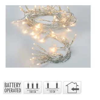 Fényfüzér 10 LED-es elemes (elem nélkül) meleg 100cm