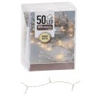 Fényfüzér 50 LED-es tranparens elemes (elem nélkül) meleg  500cm