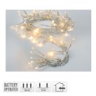 Fényfüzér 50 LED-es tranparens elemes (elem nélkül) meleg  500cm