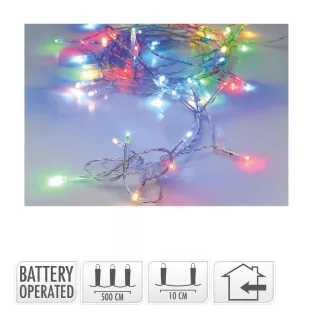 Fényfüzér 50 LED-es elemes (elem nélkül) multi 500cm