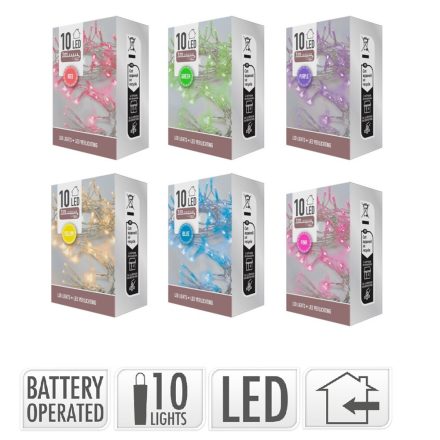 Fényfüzér 10 LED-es elemes (elem nélkül) színes