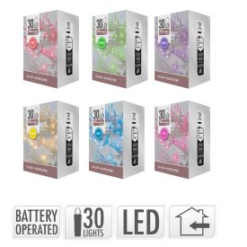   Fényfüzér 30 LED-es elemes (elem nélkül) vegyes színben 300cm