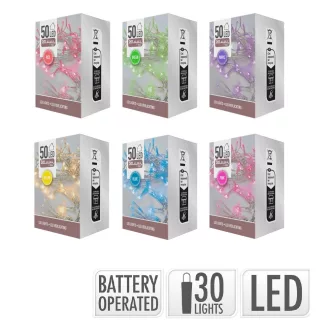   Fényfüzér 50 LED-es elemes (elem nélkül) színes mix 500cm