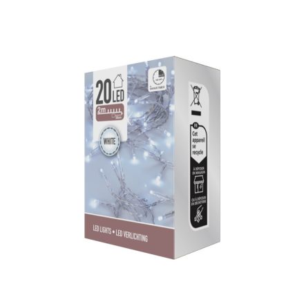 Fényfüzér 20 LED-es időzítős elemes (elem nélkül) hideg