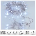 Fényfüzér 30 LED-es transparens  időzítős elemes (elem nélkül) hideg 300cm