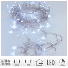 Fényfüzér 50 LED-es transparens  időzítős elemes (elem nélkül) hideg  500cm