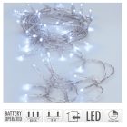Fényfüzér 80 LED-es transparens  időzítős elemes (elem nélkül) hideg 8m