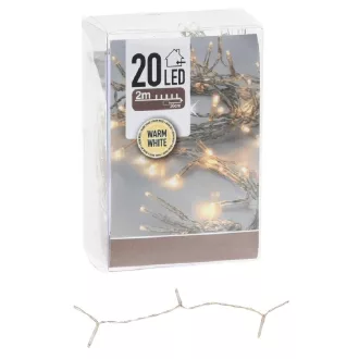   Fényfüzér 20 LED-es időzítős elemes (elem nélkül) meleg 200cm
