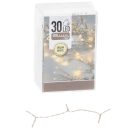 Fényfüzér 30 LED-es transparens  időzítős elemes (elem nélkül) meleg 300cm