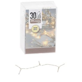   Fényfüzér 30 LED-es transparens  időzítős elemes (elem nélkül) meleg 300cm