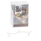Fényfüzér 50 LED-es transparens  időzítős elemes (elem nélkül) meleg  500cm