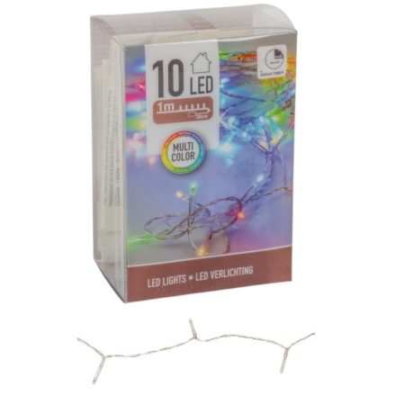 Fényfüzér 10 LED-es időzítős elemes (elem nélkül) multi 100cm