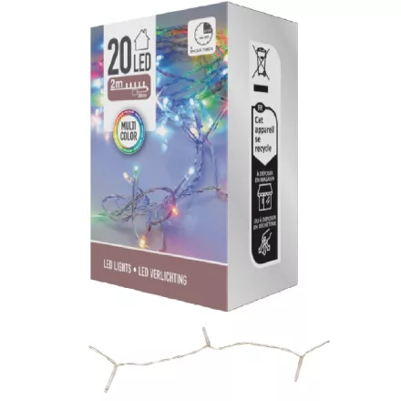 Fényfüzér 20 LED-es timeres elemes (elem nélkül) multi 200cm