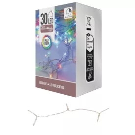   Fényfüzér 30 LED-es időzítős elemes (elem nélkül) multi 300cm
