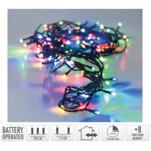 Fényfüzér 96 LED-es programos elemes (elem nélkül) multi 7m