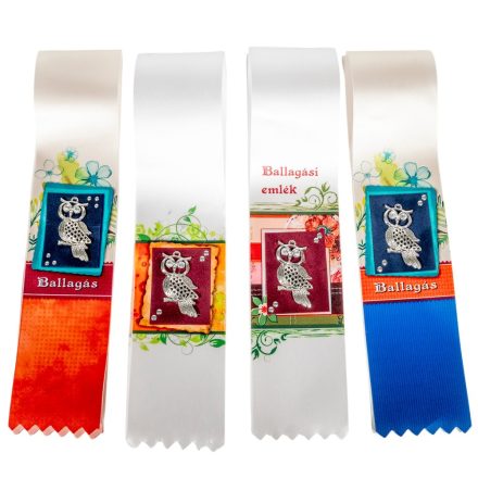 Ballagási szalag fém bagoly rátéttel 7cm