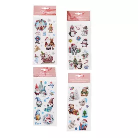 Matrica karácsonyi mintával ezüst glitteres 9x19cm