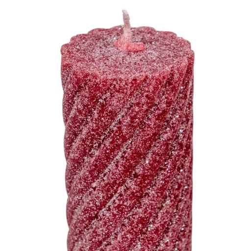 Bársony glitter csavart henger gyertya 55x100cm bordó 4db/csom (db ár)