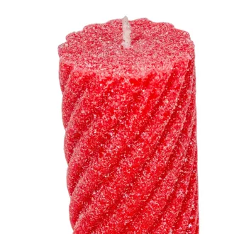   Bársony glitter csavart henger gyertya 55x100cm piros 4db/csom (db ár) 
