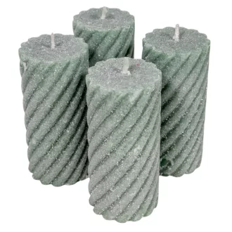   Bársony glitter csavart henger gyertya 55x100cm zöld 4db/csom (db ár)