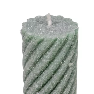   Bársony glitter csavart henger gyertya 55x100cm zöld 4db/csom (db ár)