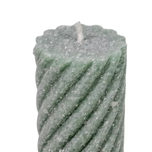Bársony glitter csavart henger gyertya 55x100cm zöld 4db/csom (db ár)