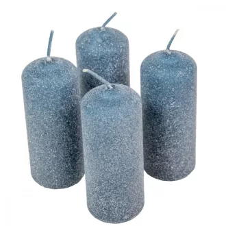   Bársony glitter henger gyertya 40x100mm acél kék 4db/csom (db ár)