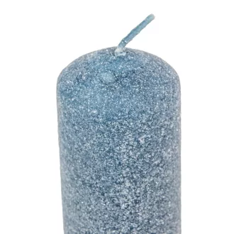   Bársony glitter henger gyertya 40x100mm acél kék 4db/csom (db ár)