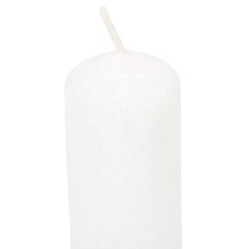 Bársony glitter henger gyertya 40x100mm fehér 4db/csom (db ár)