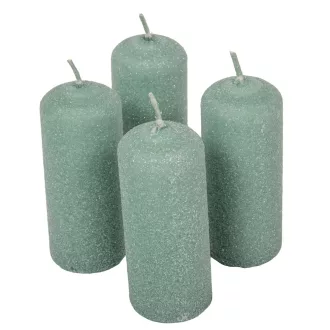   Bársony glitter henger gyertya 40x100mm menta 4db/csom (db ár)