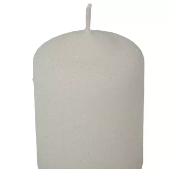   Bársony glitter henger gyertya 50x75mm fehér 4db/csom (db ár)