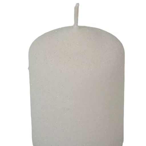 Bársony glitter henger gyertya 50x75mm fehér 4db/csom (db ár)