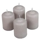 Bársony glitter henger gyertya 50x75mm homok 4db/csom (db ár)