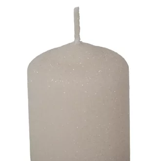   Bársony glitter henger gyertya 50x75mm ivory 4db/csom (db ár)