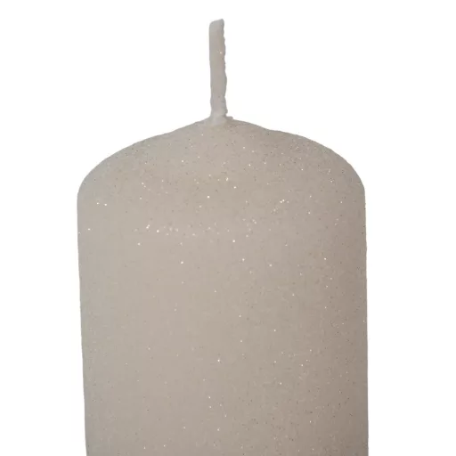 Bársony glitter henger gyertya 50x75mm ivory 4db/csom (db ár)