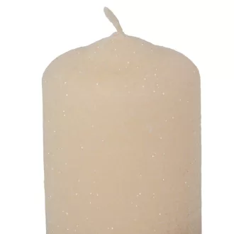   Bársony glitter henger gyertya 50x75mm krém 4db/csom (db ár)
