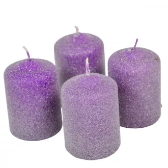   Bársony glitter henger gyertya 50x75mm lila 4db/csom (db ár)