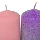 Bársony glitter henger gyertya 50x75mm lila+rózsaszín 4db/csom (db ár)