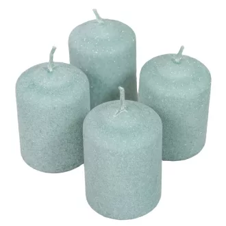   Bársony glitter henger gyertya 50x75mm menta 4db/csom (db ár)