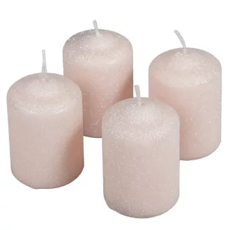   Bársony glitter henger gyertya 50x75mm pezsgő 4db/csom (db ár)