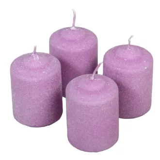   Bársony glitter henger gyertya 50x75mm viola 4db/csom (db ár)