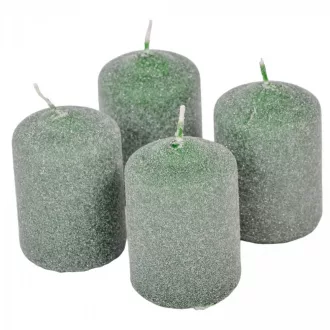   Bársony glitter henger gyertya 50x75mm új zöld 4db/csom (db ár)