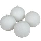 Bársony glitter gömb gyertya 60mm fehér 4db/csom (db ár)