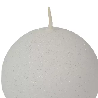 Bársony glitter gömb gyertya 60mm fehér 4db/csom (db ár)