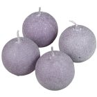 Bársony glitter gömb gyertya 60mm halvány lila 4db/csom (db ár)