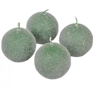   Bársony glitter gömb gyertya 60mm új zöld 4db/csom (db ár)